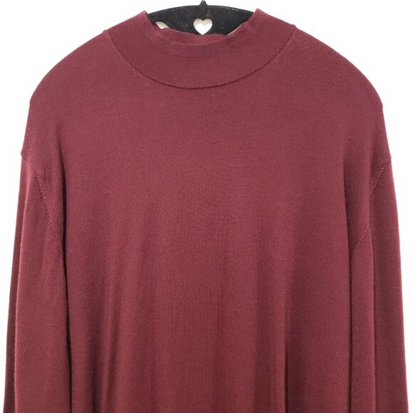 Paul Frederick Sweater Size L Maroon Extra Fine Merino Wool Pullover Mock - Picture 3 of 14